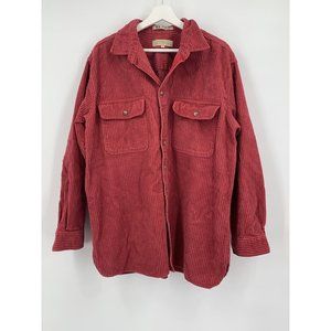 Claybrooke Outdoors Shacket Large Red Cotton Corduroy Long Sleeve Button Up